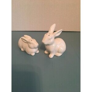 White  Bunny Salt and Pepper Shaker Set Collection. Easter Dinner